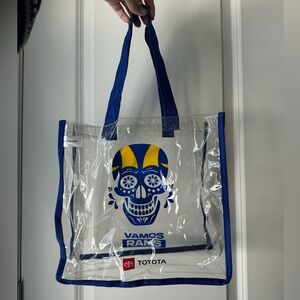 Los Angeles Rams “Vamos Rams” Skull Clear Tote Bag NFL Compliant 11.5 X 11.5